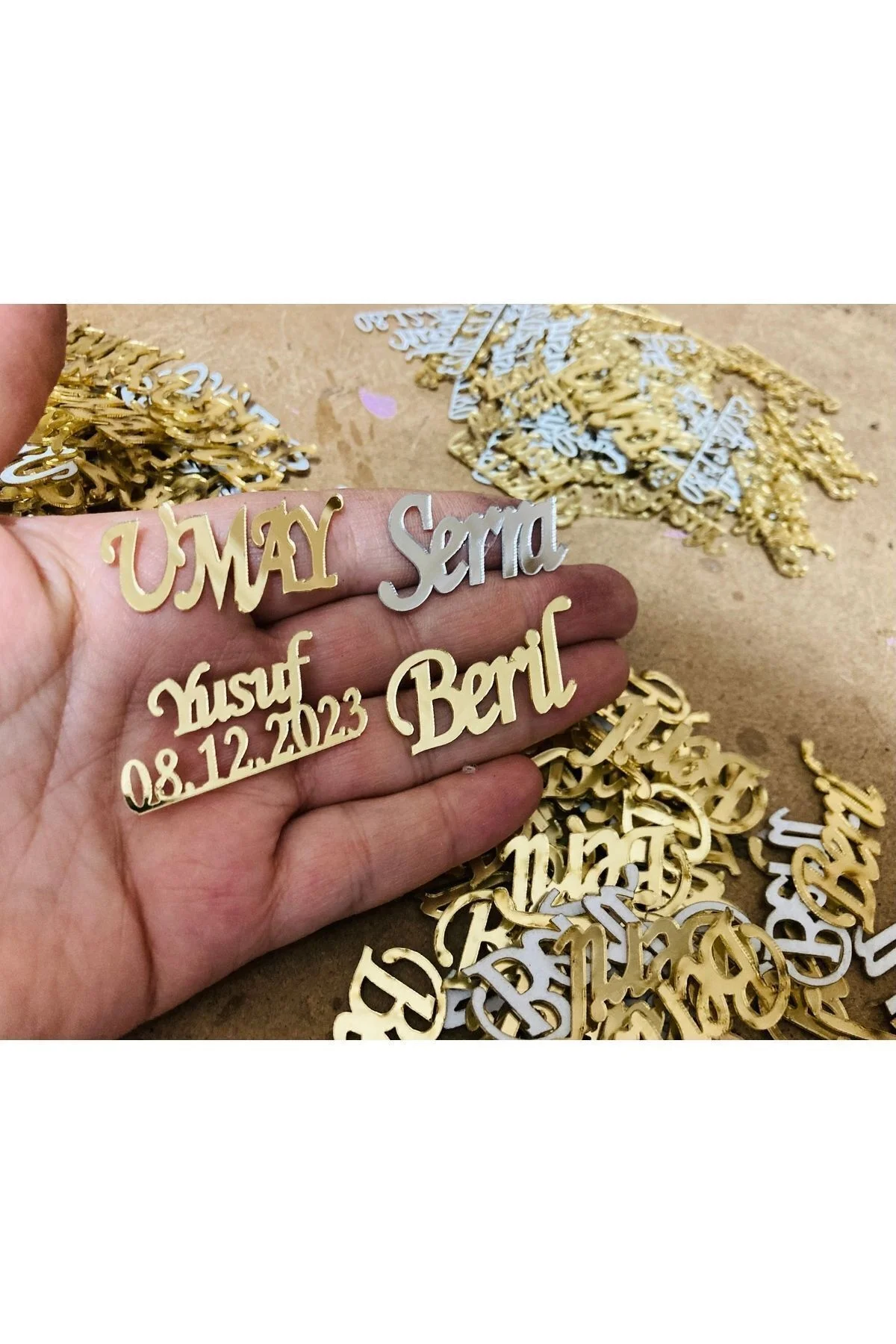 15 Adet Pleksi Isim 4x2 Cm Ebatlı Şeffaf Magnet Çikolata Süsleme Için Uygun Ebat - guluslazerkesim Görsel 2