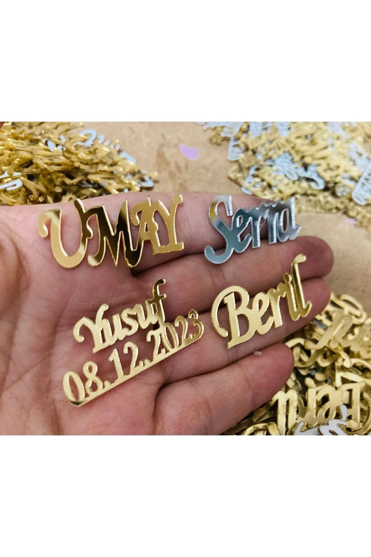 15 Adet Pleksi Isim 4x2 Cm Ebatlı Şeffaf Magnet Çikolata Süsleme Için Uygun Ebat
