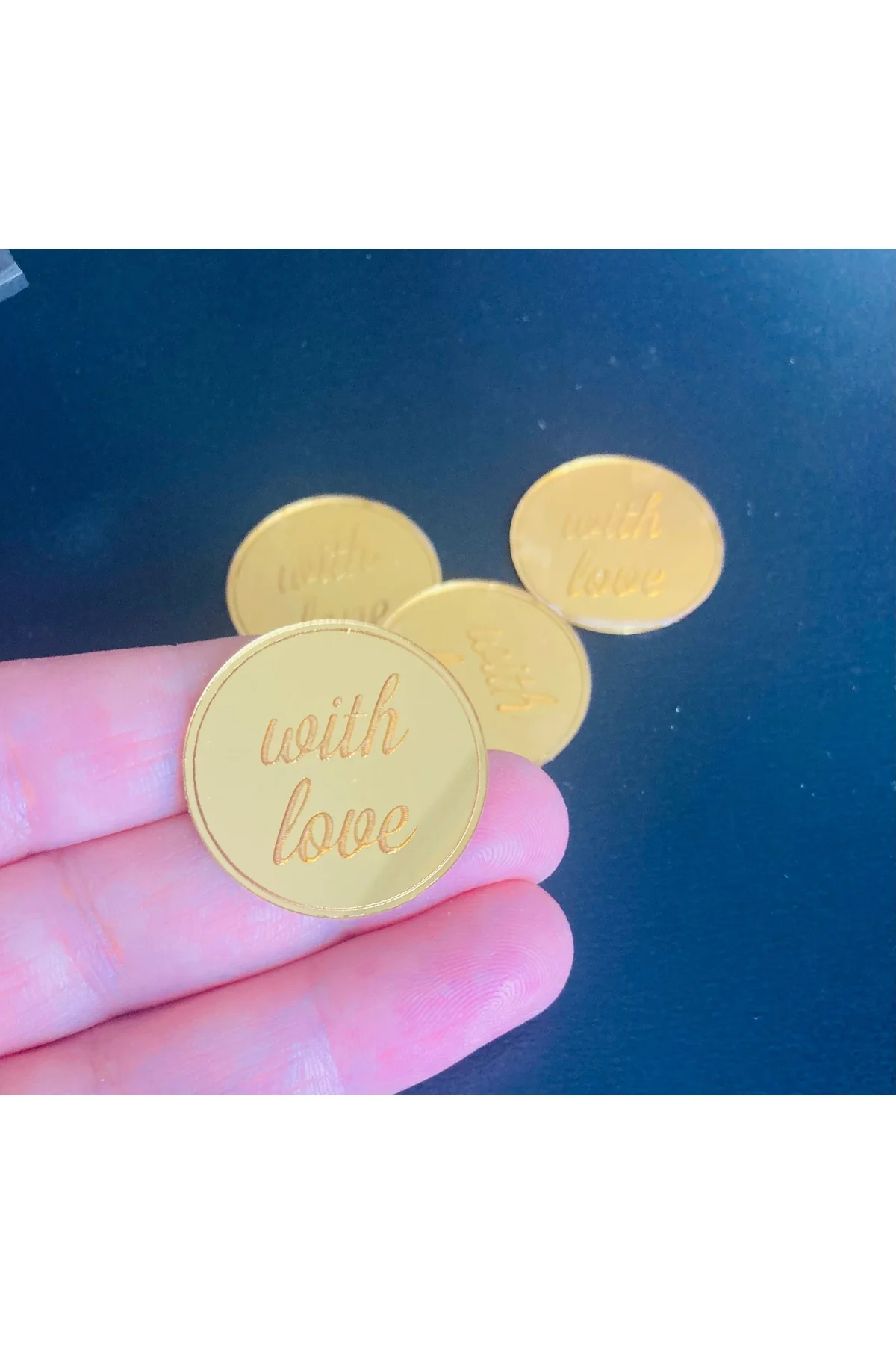 15 Adet Pleksi Gold Veya Gümüş 3 Cm With Love Yazısı Pleksi Süsleme Ürünü Pleksi Yuvarlak - guluslazerkesim Görsel 2