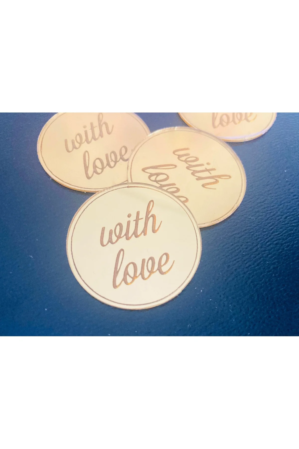 15 Adet Pleksi Gold Veya Gümüş 3 Cm With Love Yazısı Pleksi Süsleme Ürünü Pleksi Yuvarlak
