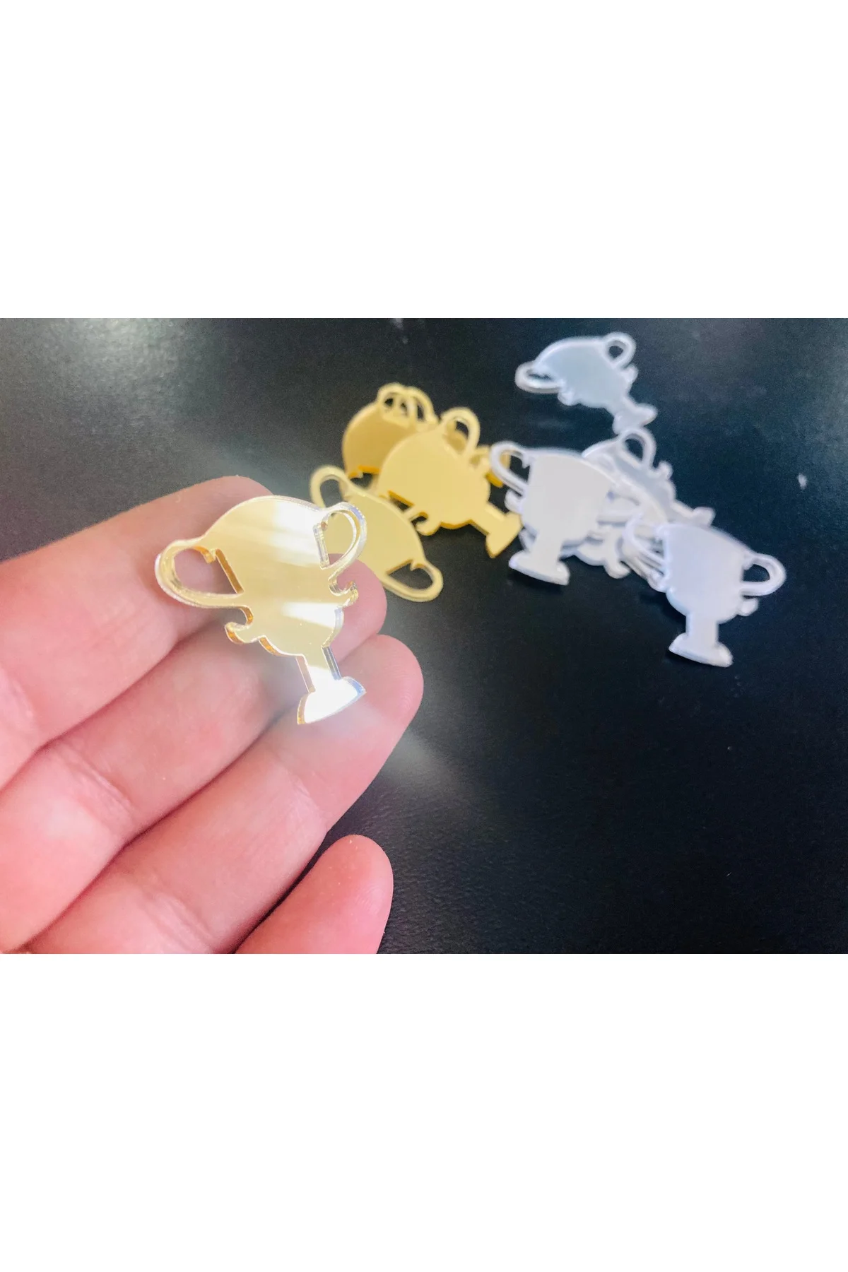 15 Adet Pleksi Gold Veya Gümüş 3 Cm Ödül Kupası Pleksi Süsleme Ürünü Pleksi Ödül Kupası - guluslazerkesim Görsel 2