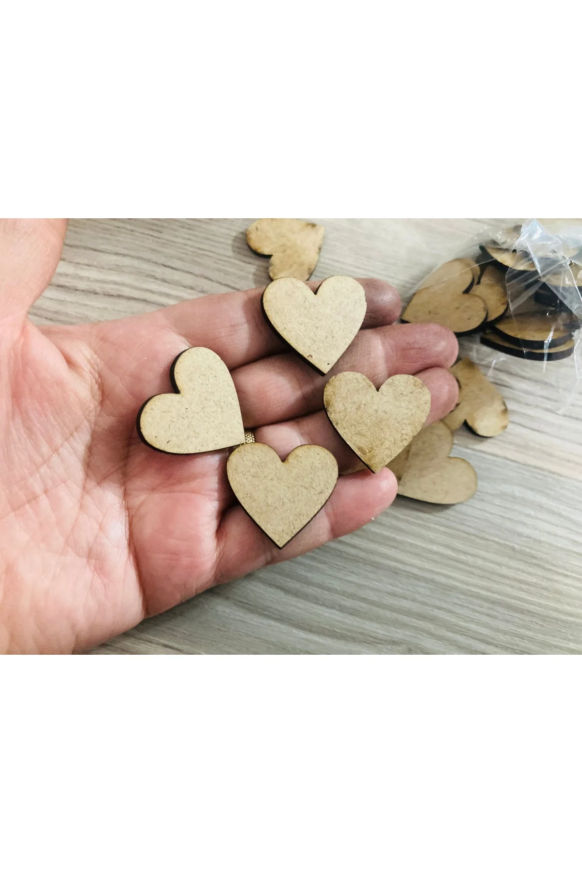 20 Adet Ahşap 3 Cm Boyanabilir Kalp Hediyelik Süsleme Ürünü Ahşap Kalp - guluslazerkesim Görsel 2