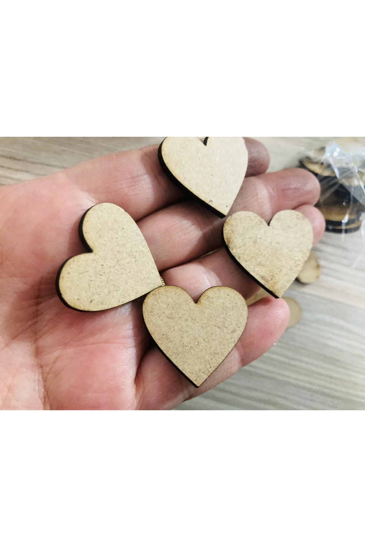 20 Adet Ahşap 3 Cm Boyanabilir Kalp Hediyelik Süsleme Ürünü Ahşap Kalp