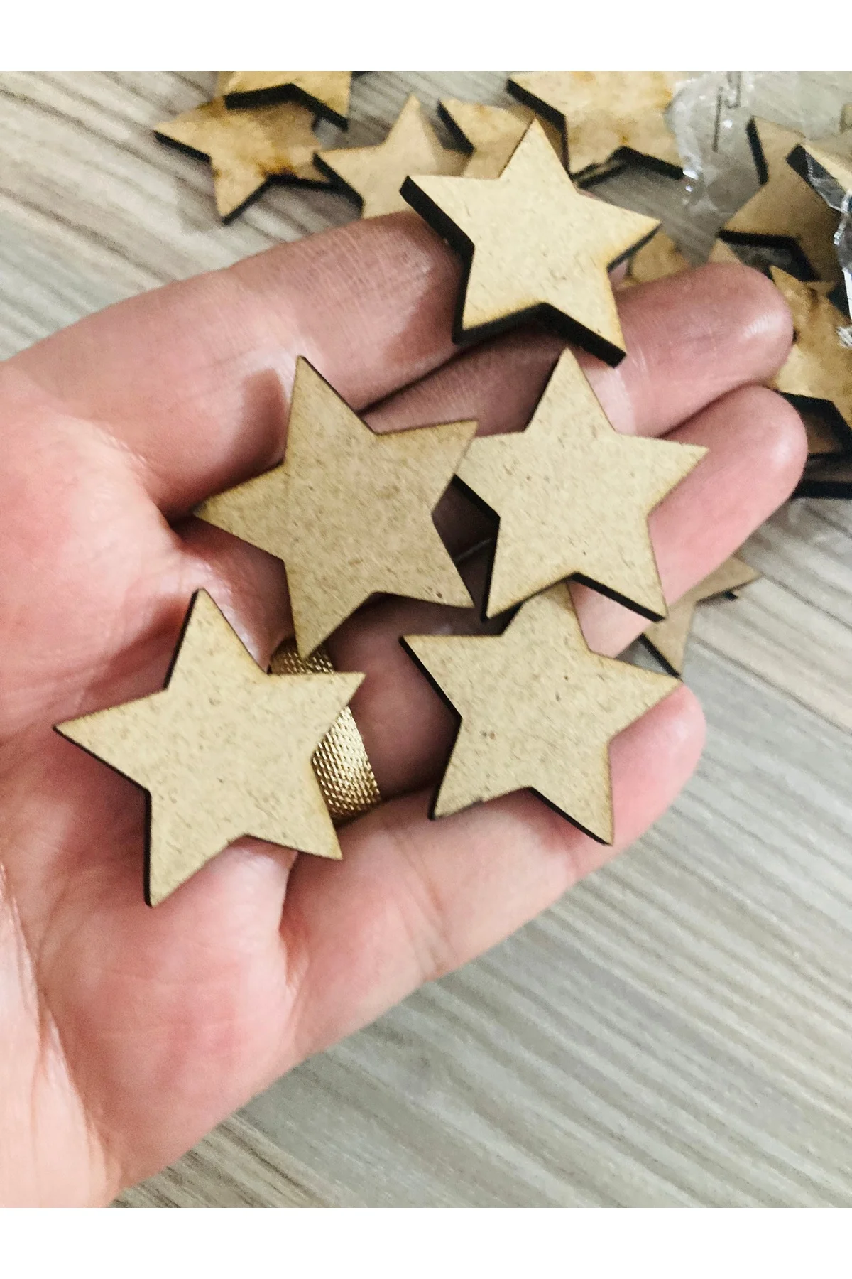 20 Adet Ahşap 3 Cm Boyanabilir Yıldız Hediyelik Süsleme Ürünü Ahşap Yıldız - guluslazerkesim Görsel 2