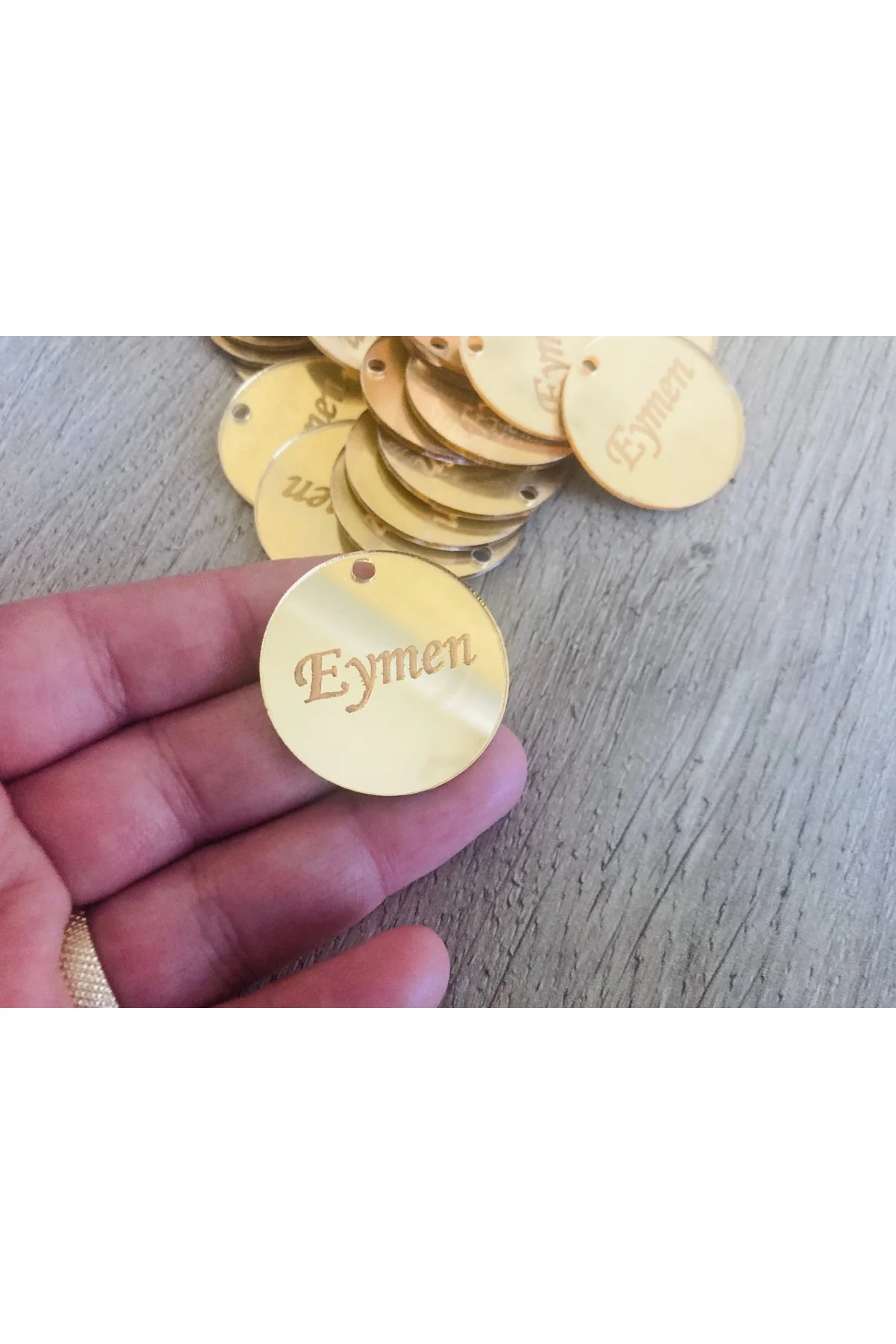 15 ADET 3 CM DELİKLİ YUVARLAK PLEKSİ GOLD GÜMÜŞ - guluslazerkesim Görsel 2