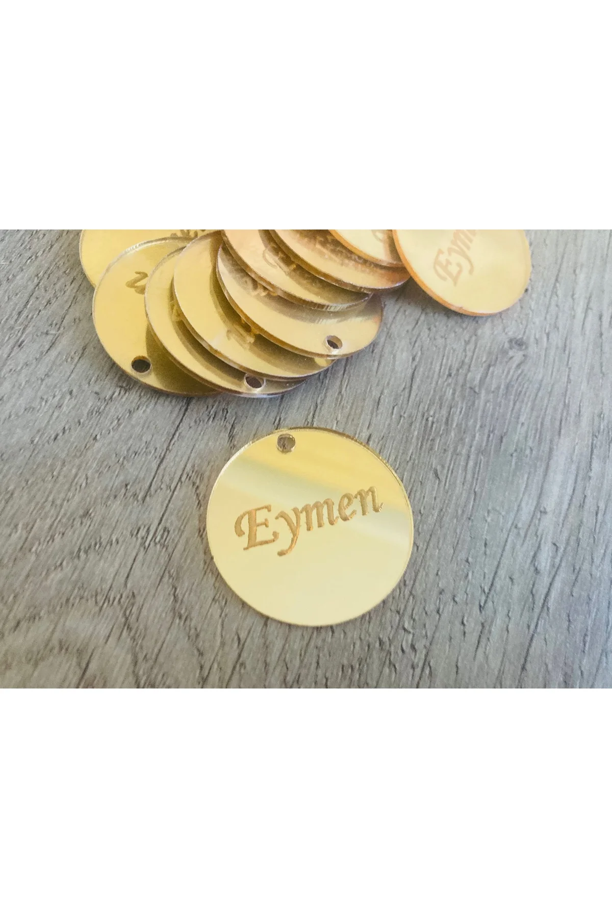 15 ADET 3 CM DELİKLİ YUVARLAK PLEKSİ GOLD GÜMÜŞ - guluslazerkesim Görsel 3