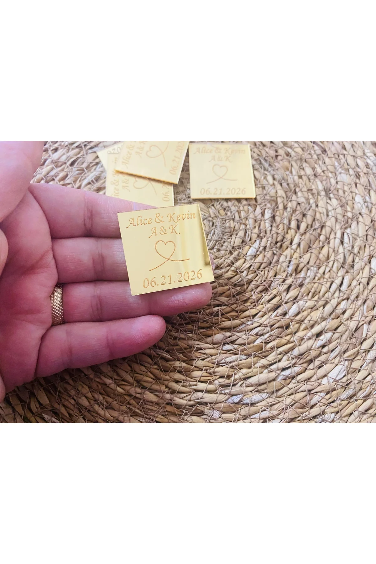 10 ADET 3.5x3.5 CM KARE MADLEN ÇİKOLATA İÇİN PLEKSİ ETİKET SADECE PLEKSİ - guluslazerkesim Görsel 2