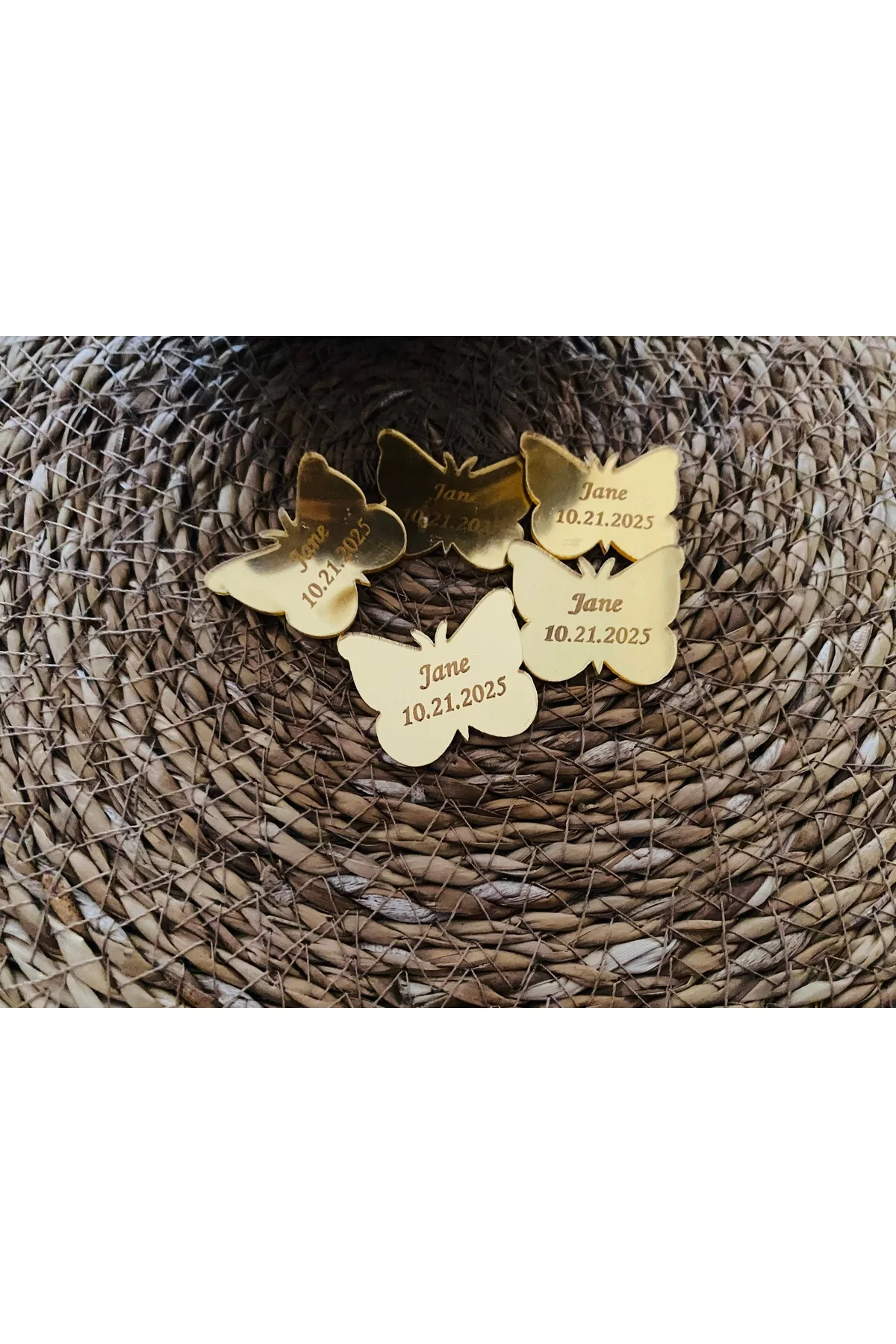 20 ADET PLEKSİ KELEBEK 3CM ARKASI BANTLI PLEKSİ KELEBEK GOLD VEYA GÜMÜŞ - guluslazerkesim Görsel 3