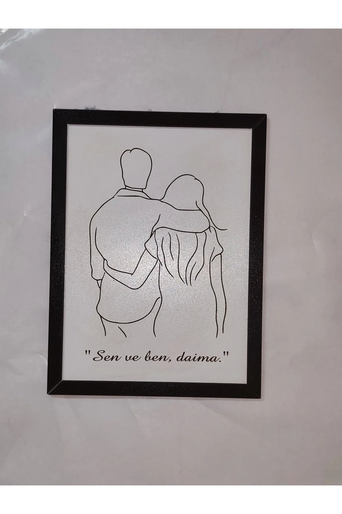 Kişiye Özel Ahşap Tablo – İsimli ve Sevgi Sözlü MDF Çerçeveli Dekoratif Duvar Tablosu (20x15 cm)
