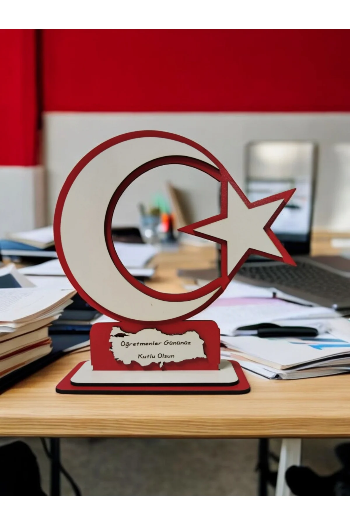 Türk Bayraklı Masaüstü Plaket Isme Özel Kişiselleştirilebilir Isimlik Ve Öğretmenler Günü Hediyesi