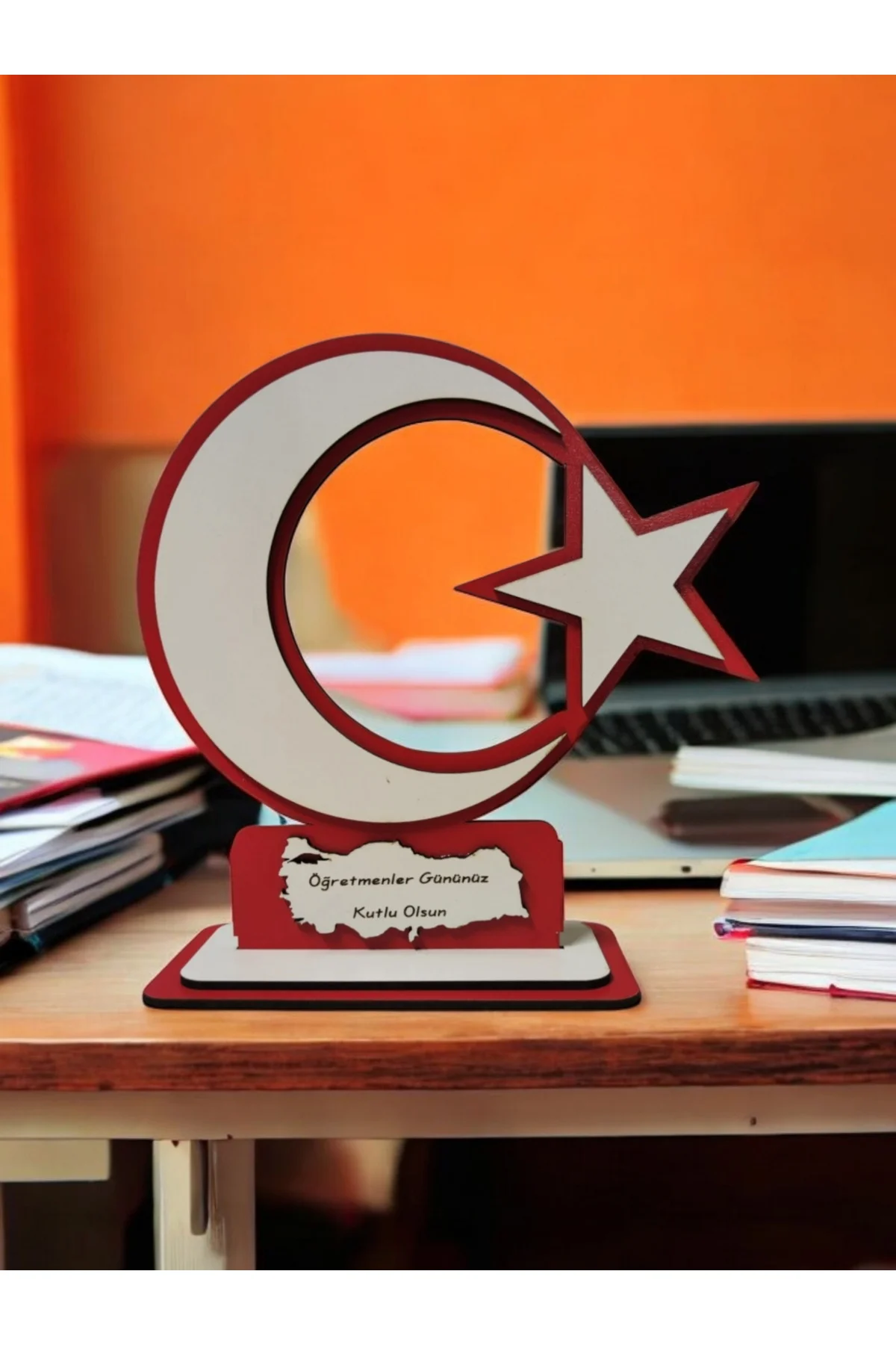 Türk Bayraklı Masaüstü Plaket Isme Özel Kişiselleştirilebilir Isimlik Ve Öğretmenler Günü Hediyesi - Fikart Görsel 4