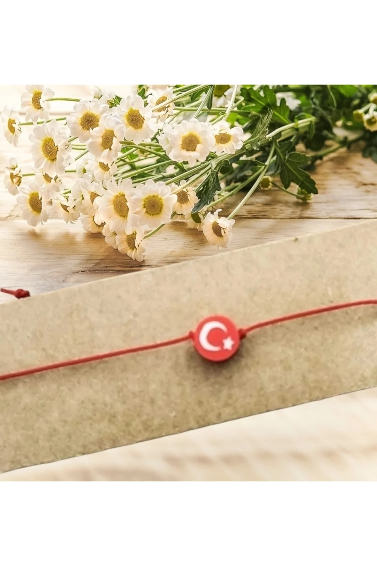 10 Adet Türk Bayrak Fimo Boncuklu Bileklik 23 Nisan Hediye Kartları Ile