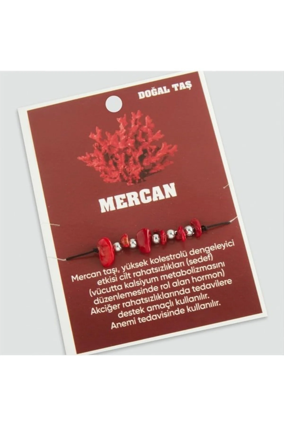 Mercan Doğaltaşlı İp Bileklik Kırmızı