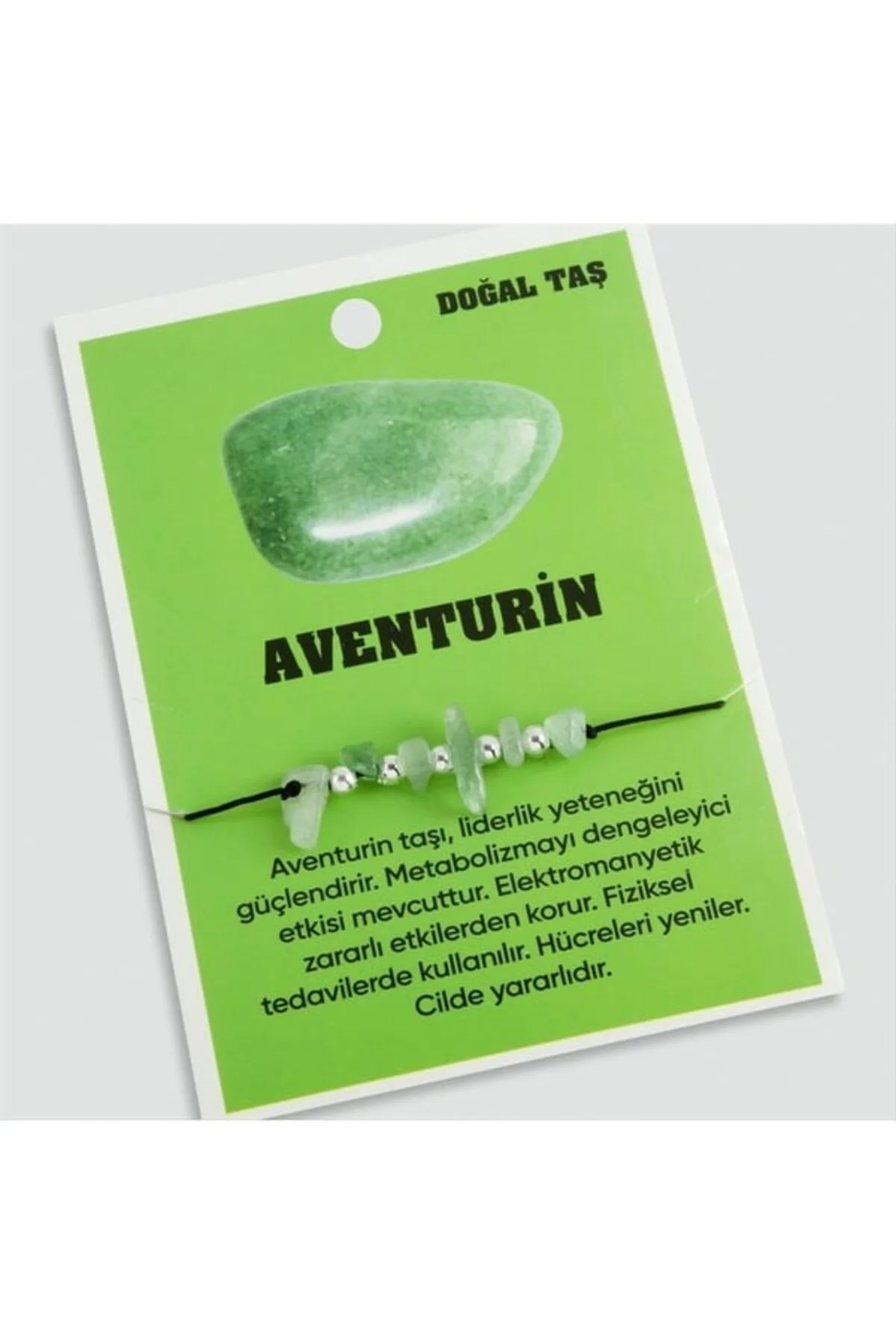 Aventurin Doğaltaşlı İp Bileklik Yeşil