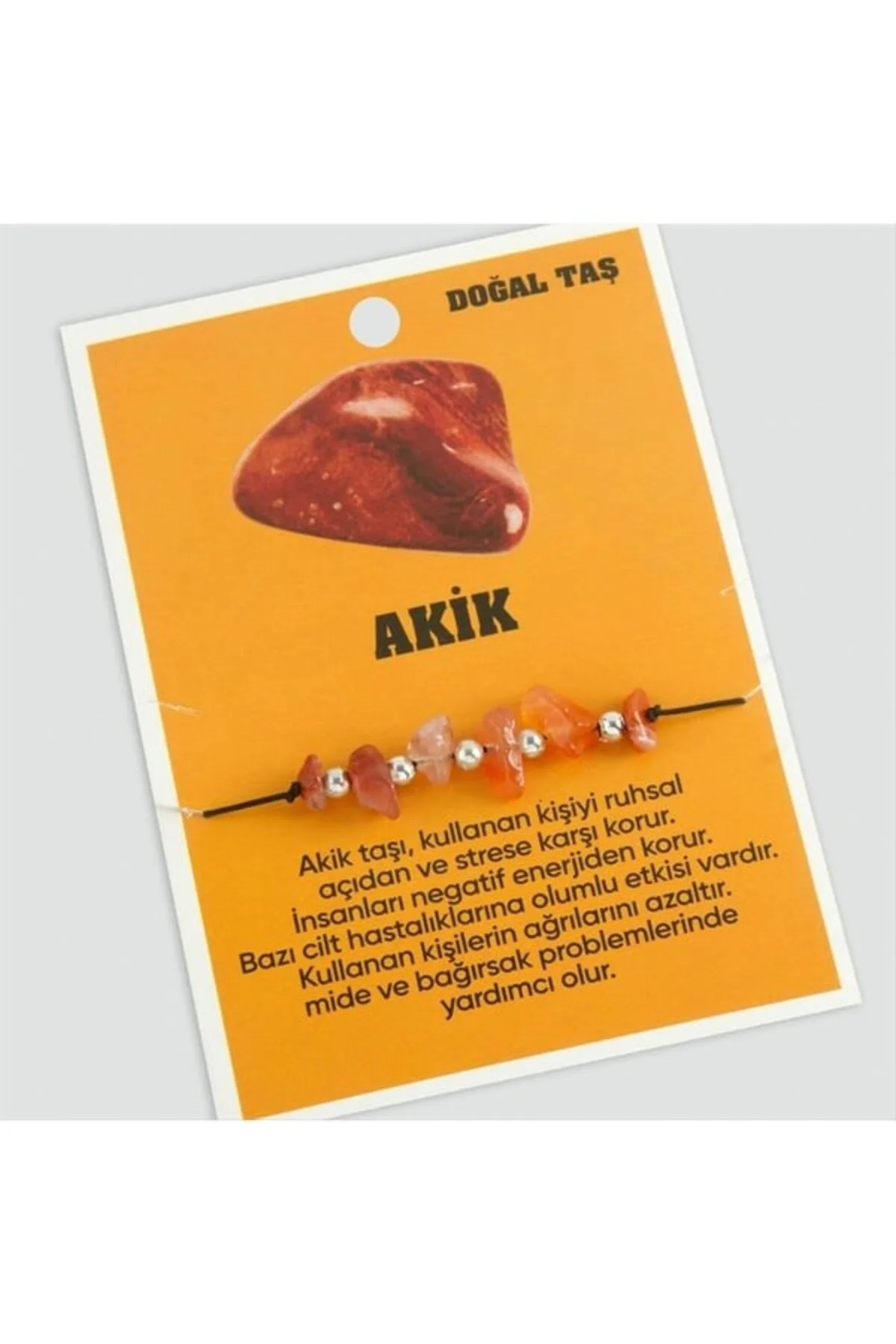 Akik Doğaltaşlı İp Bileklik Kahverengi