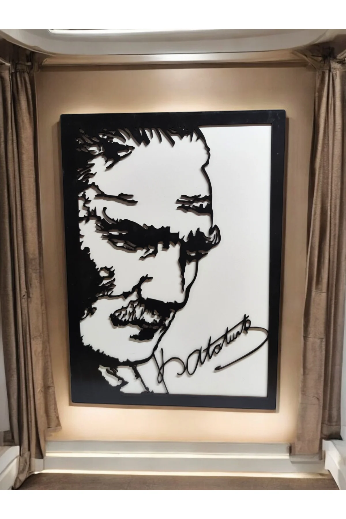 Atatürk Portre ve İmzalı - 40x65 cm MDF Duvar tablosu - Fikart Görsel 3