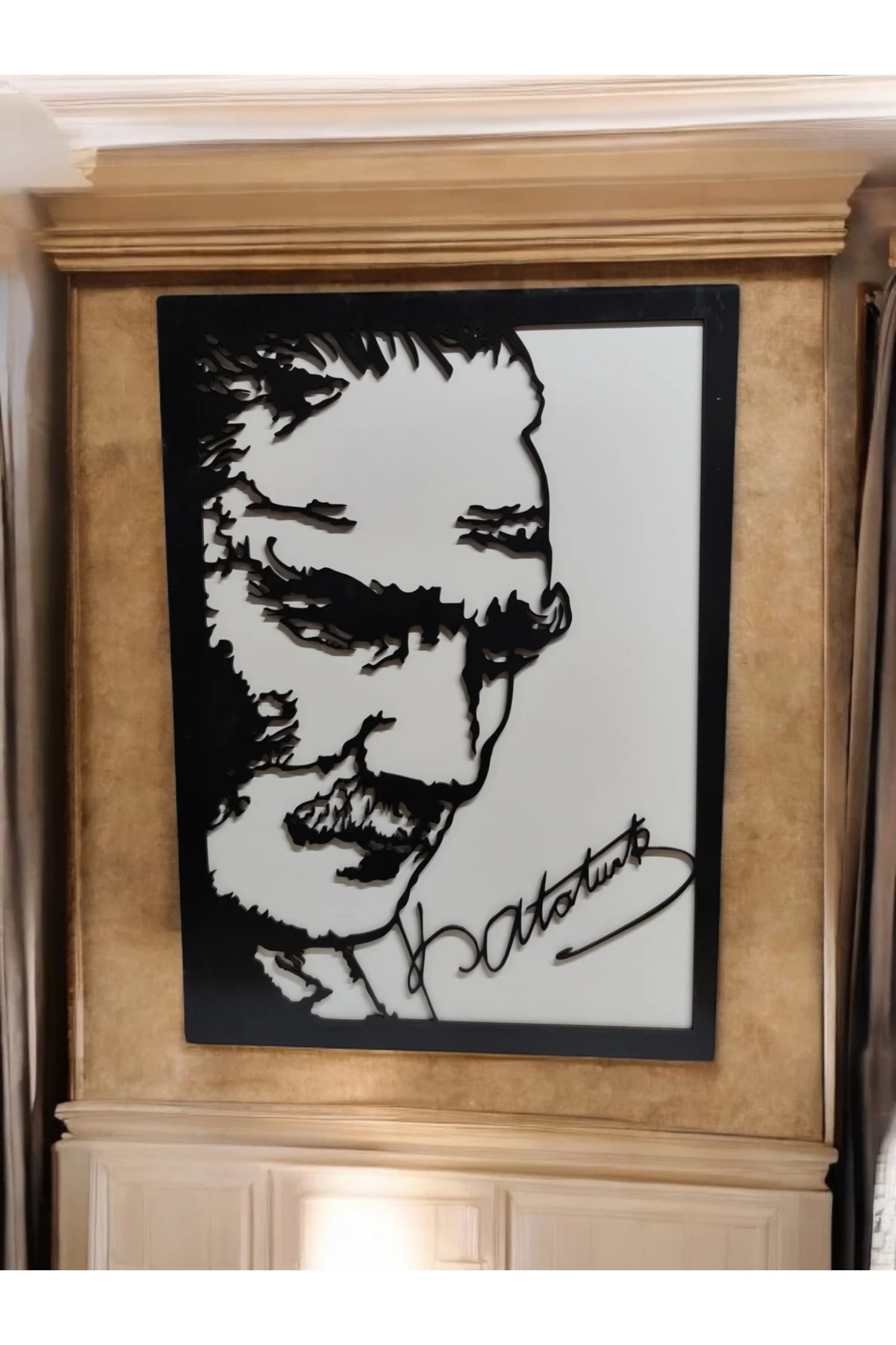 Atatürk Portre ve İmzalı - 40x65 cm MDF Duvar tablosu - Fikart Görsel 2
