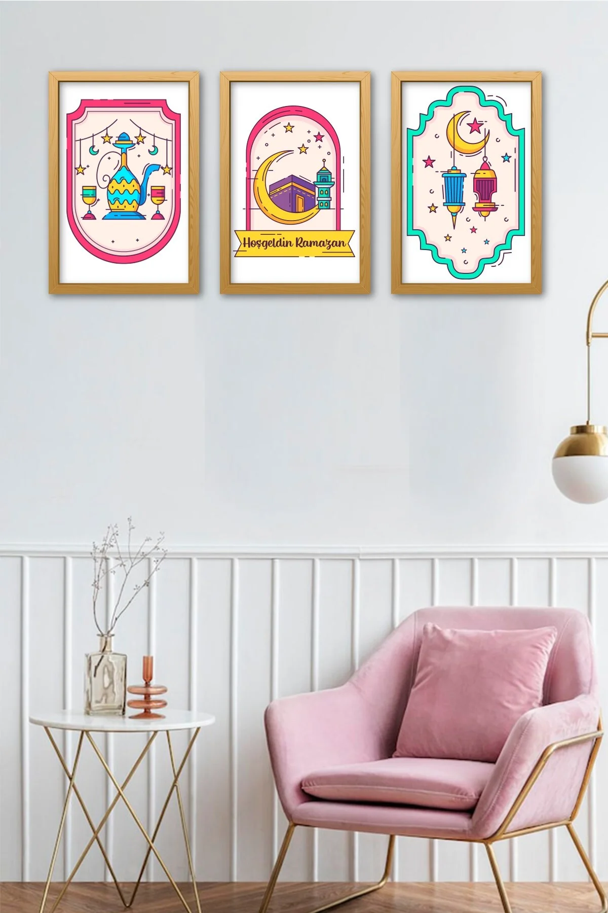 Hoşgeldin Ramazan 3'lü Tablo Set Dini Duvar Tablosu