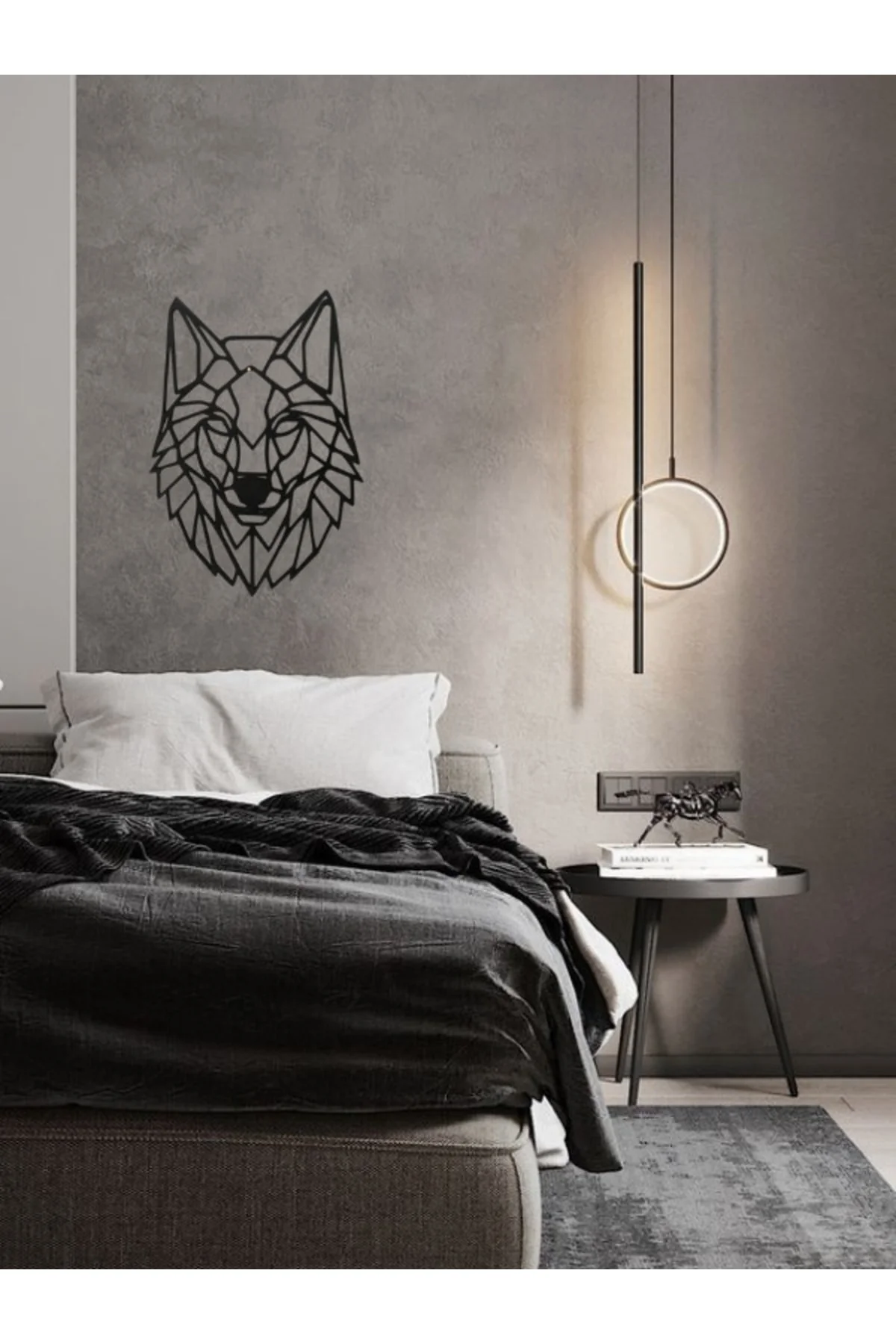 Geometrik Desenli Kurt Ahşap Tablo Mdf Duvar Dekorasyonu Lazer Kesim Mdf Duvar Tablo - leonarthil design Görsel 2