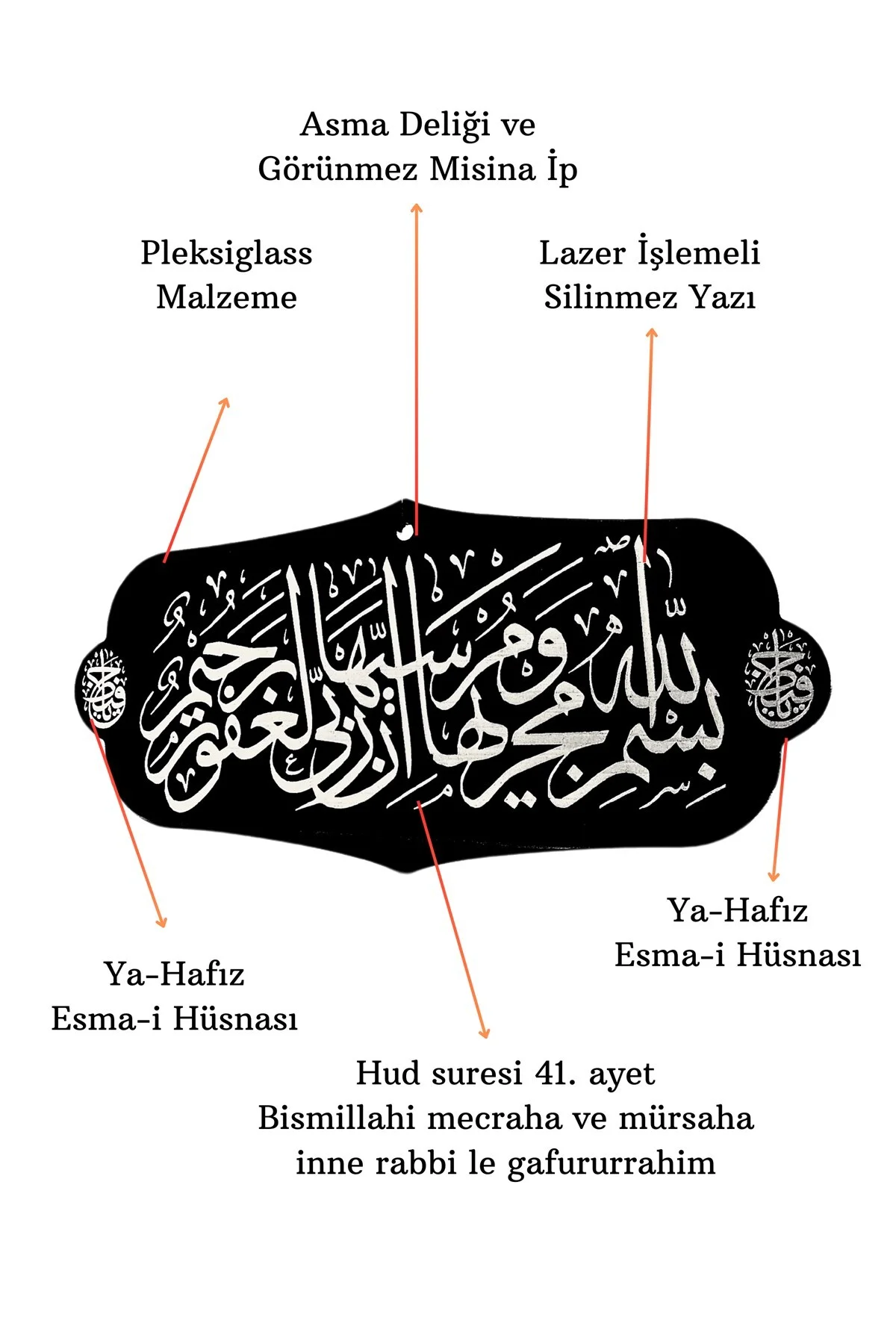 Dikiz Aynası Süsü Hud Suresi 41. Ayet Yolculuk Duası Bismillahi Mecraha ve Mürsaha inne Rabbi - SaltanArt Görsel 2