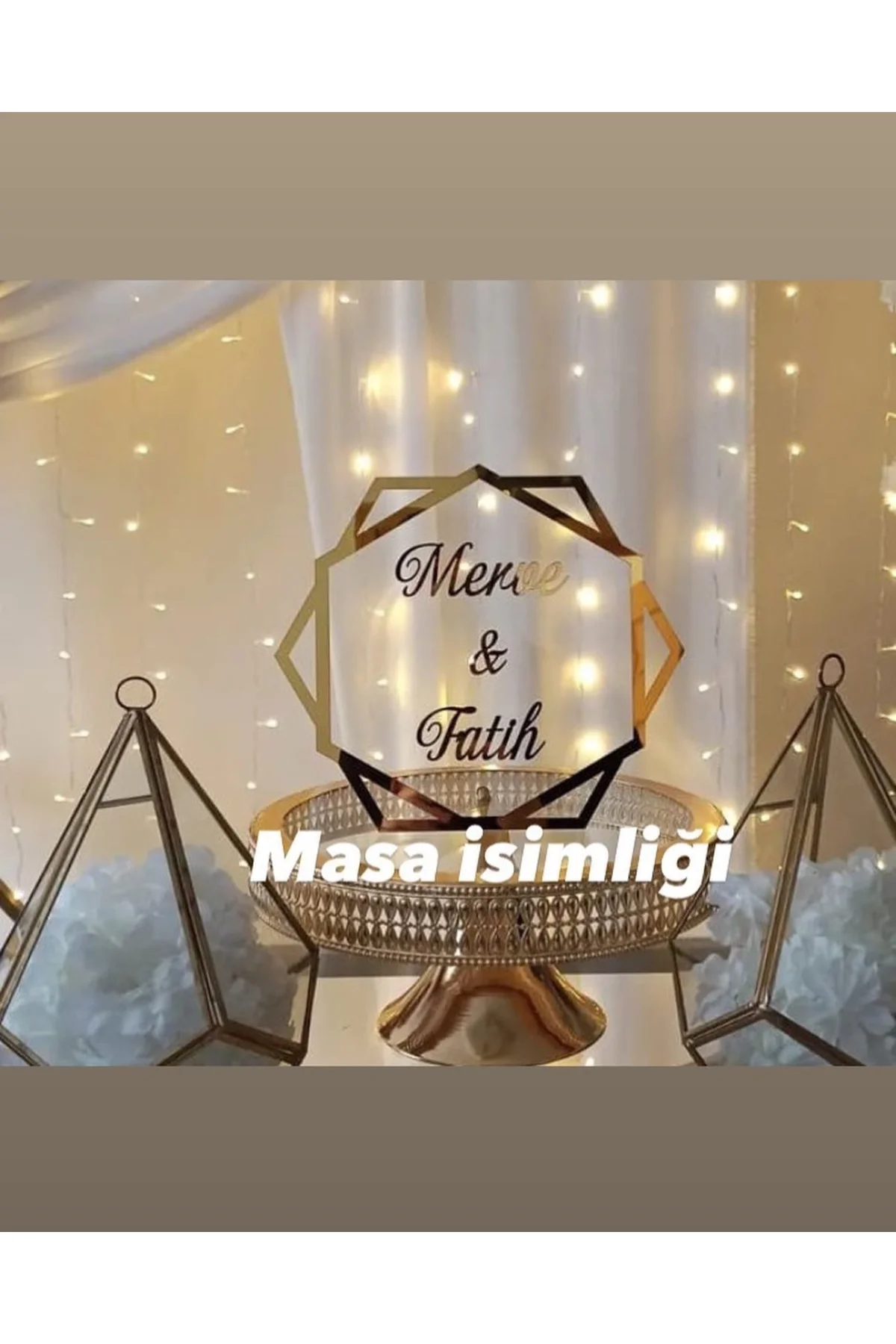Altıgen Söz Nişan Masa İsimliği
