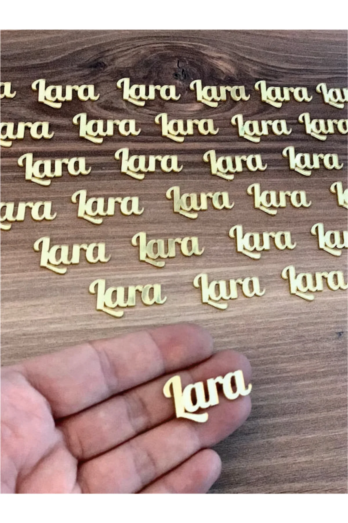 Pleksi Isim Etiket 5cm Isimli Gold Gümüş - 10 Adet - Pleksistore Görsel 2
