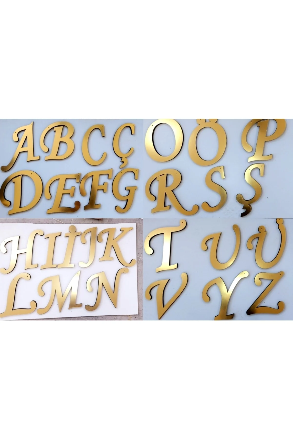 30 Cm Aynalı Gold Pleksi Türkçe Tüm Alfabe 28 Harf | Söz, Nişan Organizasyon Hediyelidir