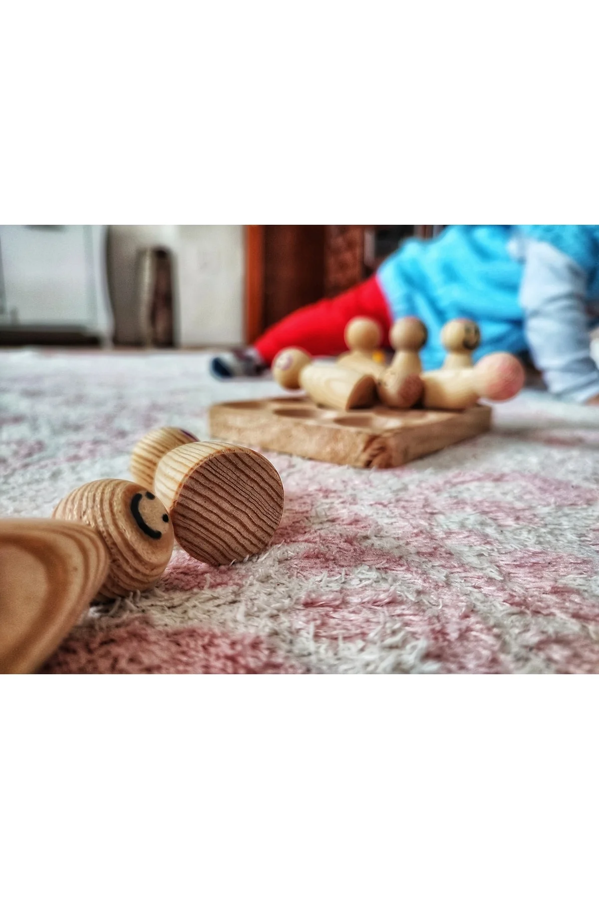 Waldorf 12 Adet Boyanabilir Stantlı Masif Peg Bebek Seti - Fikart Görsel 2