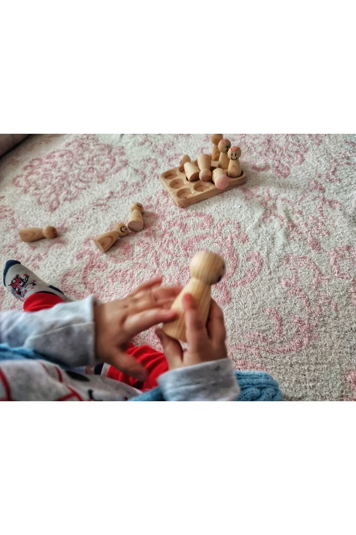 Waldorf 12 Adet Boyanabilir Stantlı Masif Peg Bebek Seti - Fikart Görsel 4