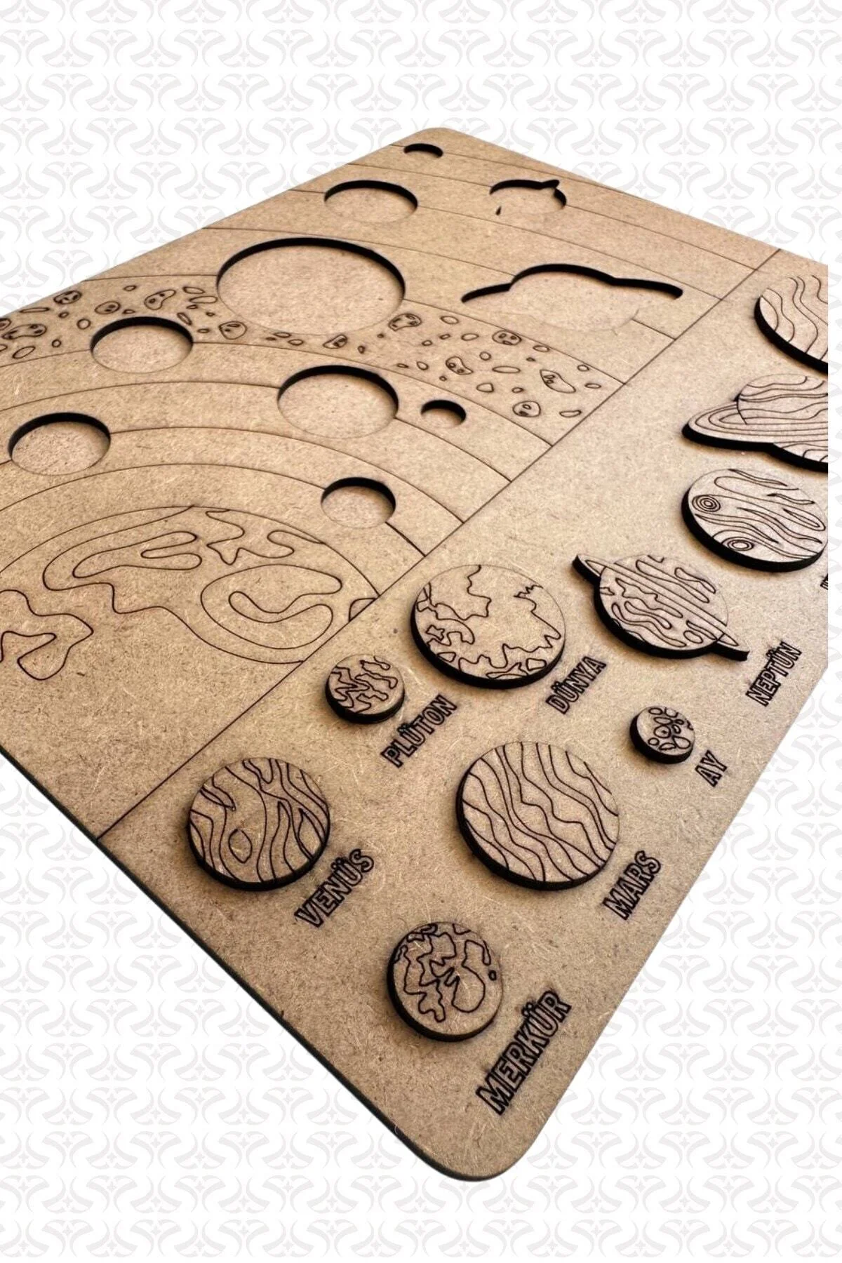 Solar Sistem Gezegenler Sistemi Puzzle Ahşap Boyanabilir Bul Tak Eğitici Montessori Yapboz - SaltanArt Görsel 3