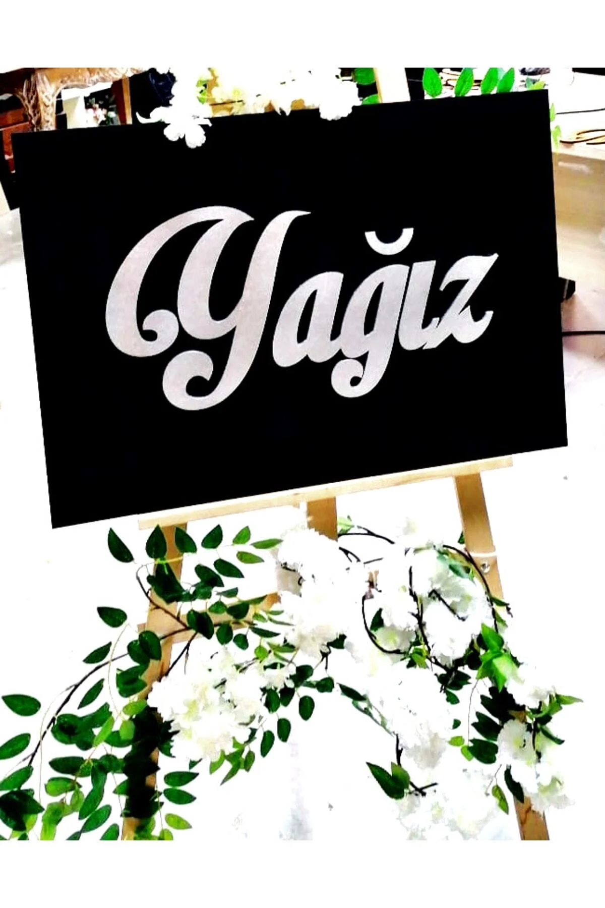 Kişiye Özel 50x70 Cm Siyah Gümüş Karşılama Panosu