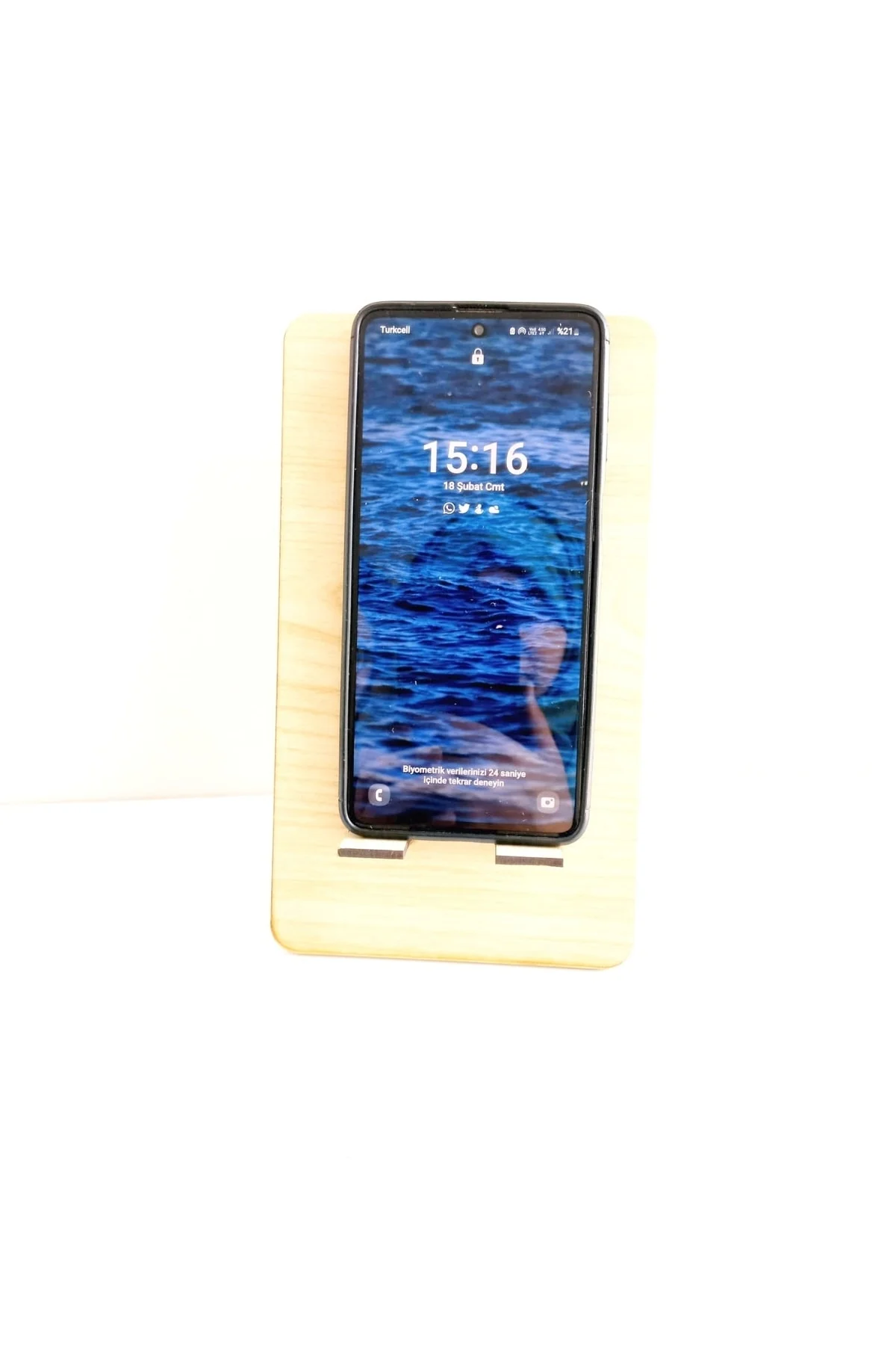 2 Adet Ahşap Desenli Mdf Harfli Telefon Tutucu - Seyyar Atölye Görsel 2