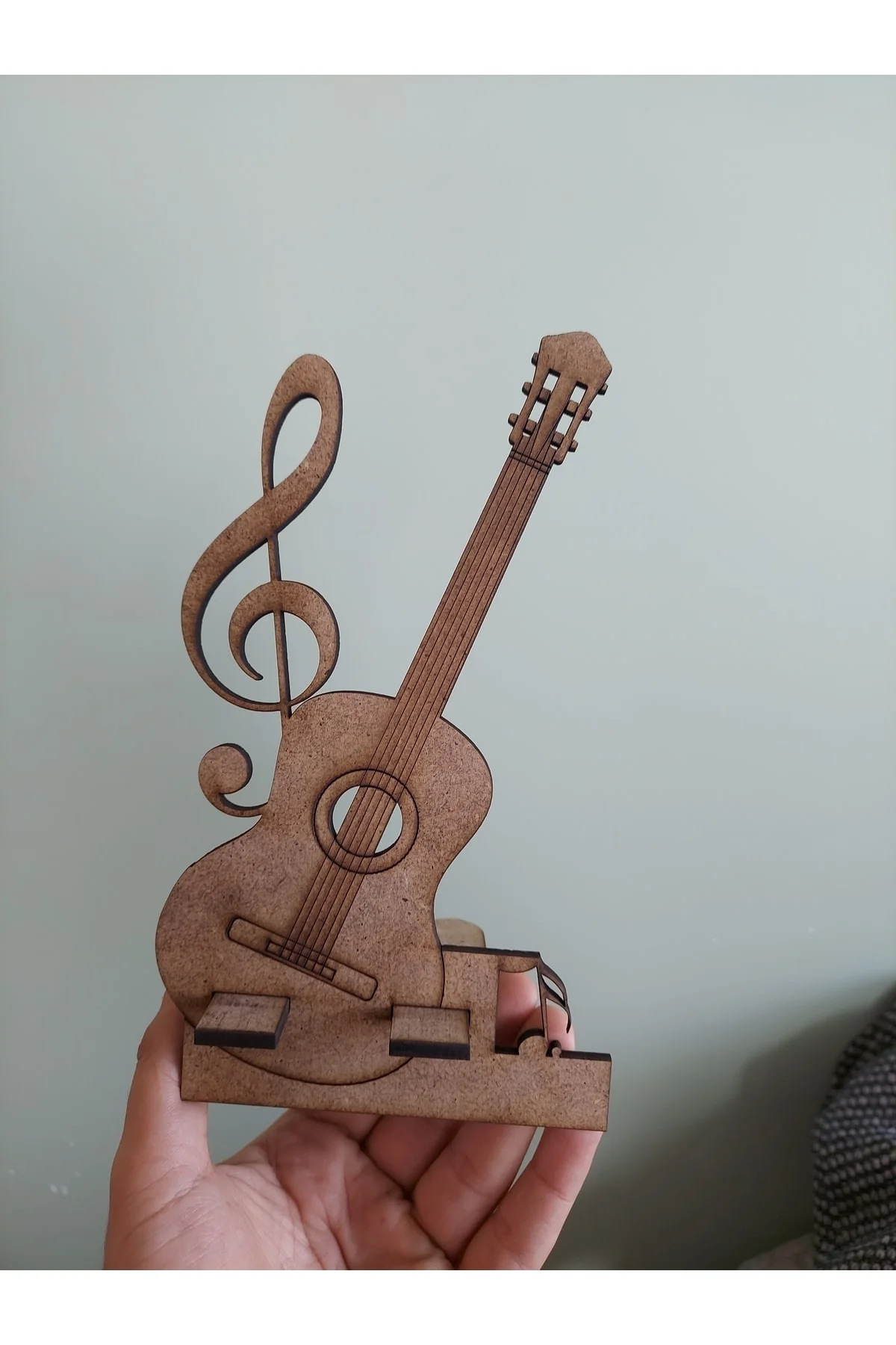 Ahşap Gitar Ve Nota Temalı Masaüstü Telefon Tutucu - Seyyar Atölye Görsel 2