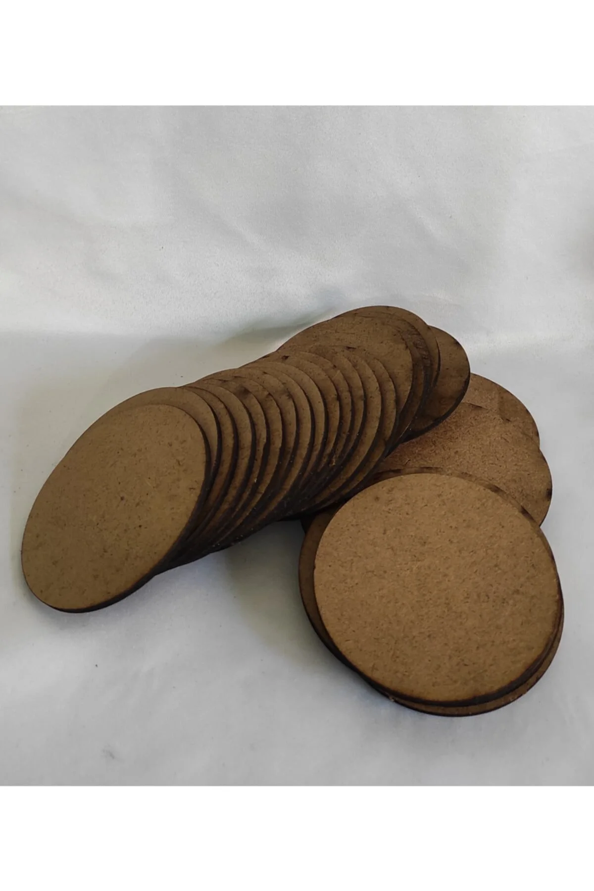 50 Adet 8x8 Cm 3mm (2.7.mm)mdf Yuvarlak Magnet Tahtası Naturel Ahşap