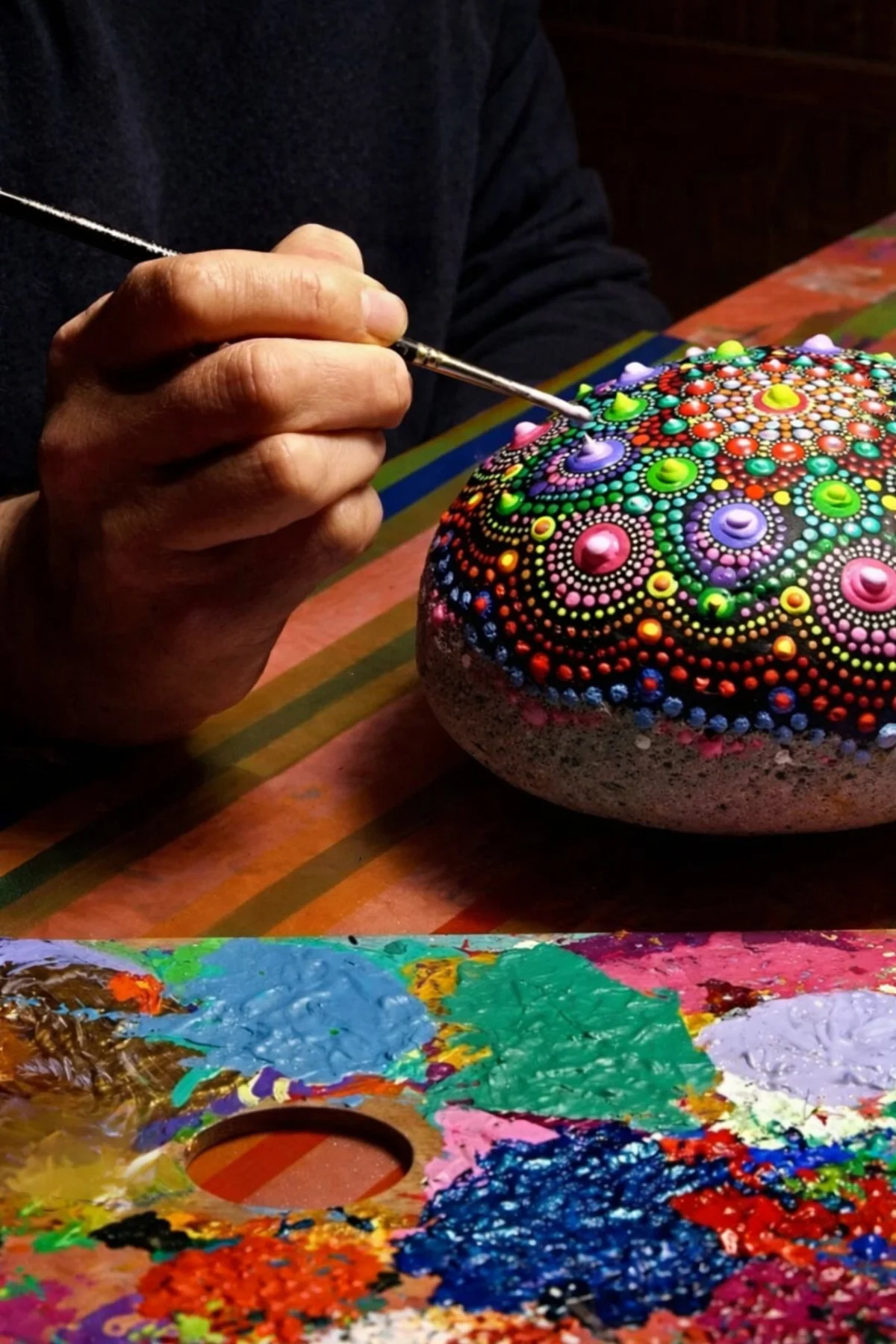 Mandala boyama taşı büyük boy 10 cm, 1 adet - iDekor Görsel 3