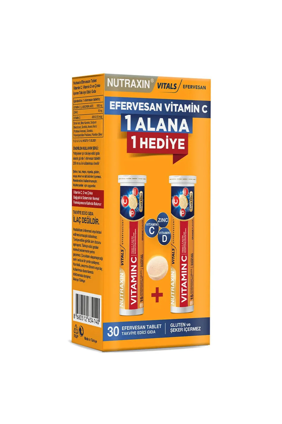 Nutraxin Vitamin C Efervesan 30 (15+15) Tablet