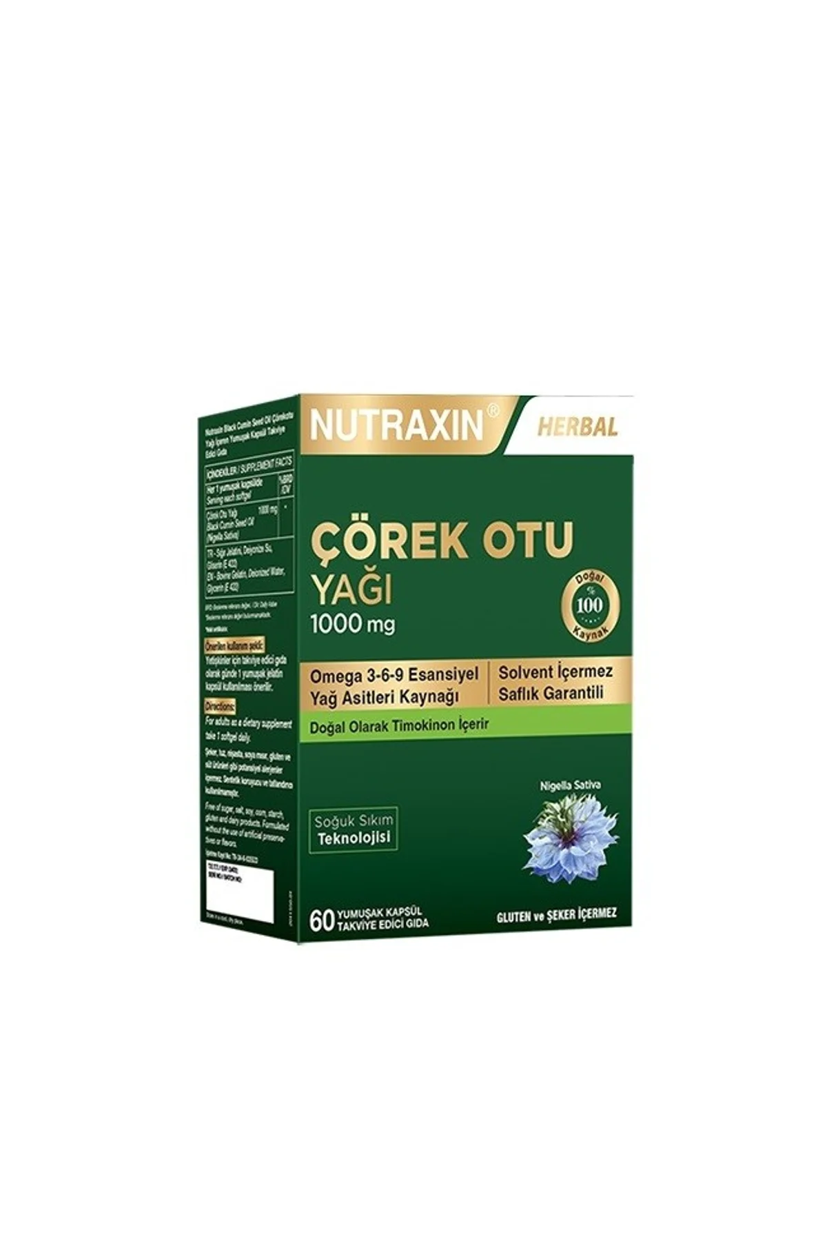 Nutraxin Çörek Otu Yağı 1000 mg 60 Kapsül