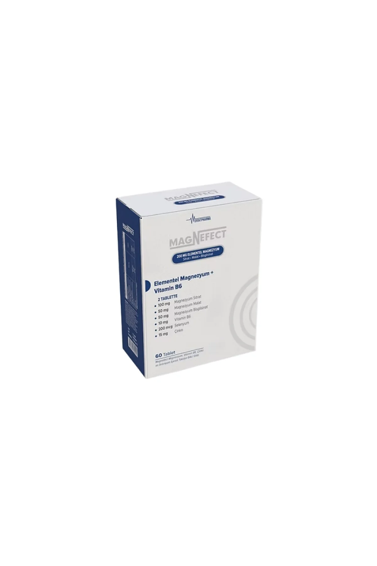 Magnefect 200 mg Elemental Magnezyum 60 Tablet