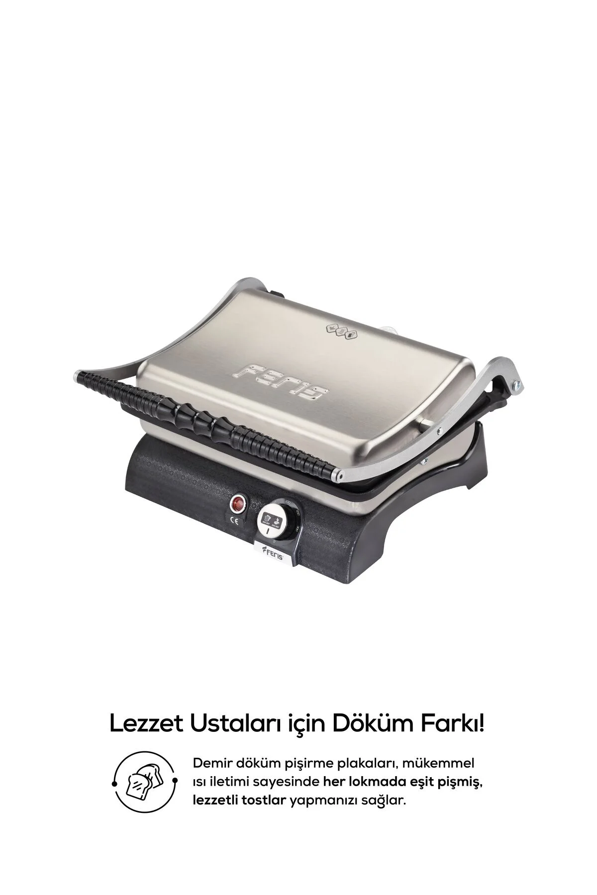 Premium Döküm Tost Makinesi Emaye Kaplamalı Inox - FERİS Görsel 3