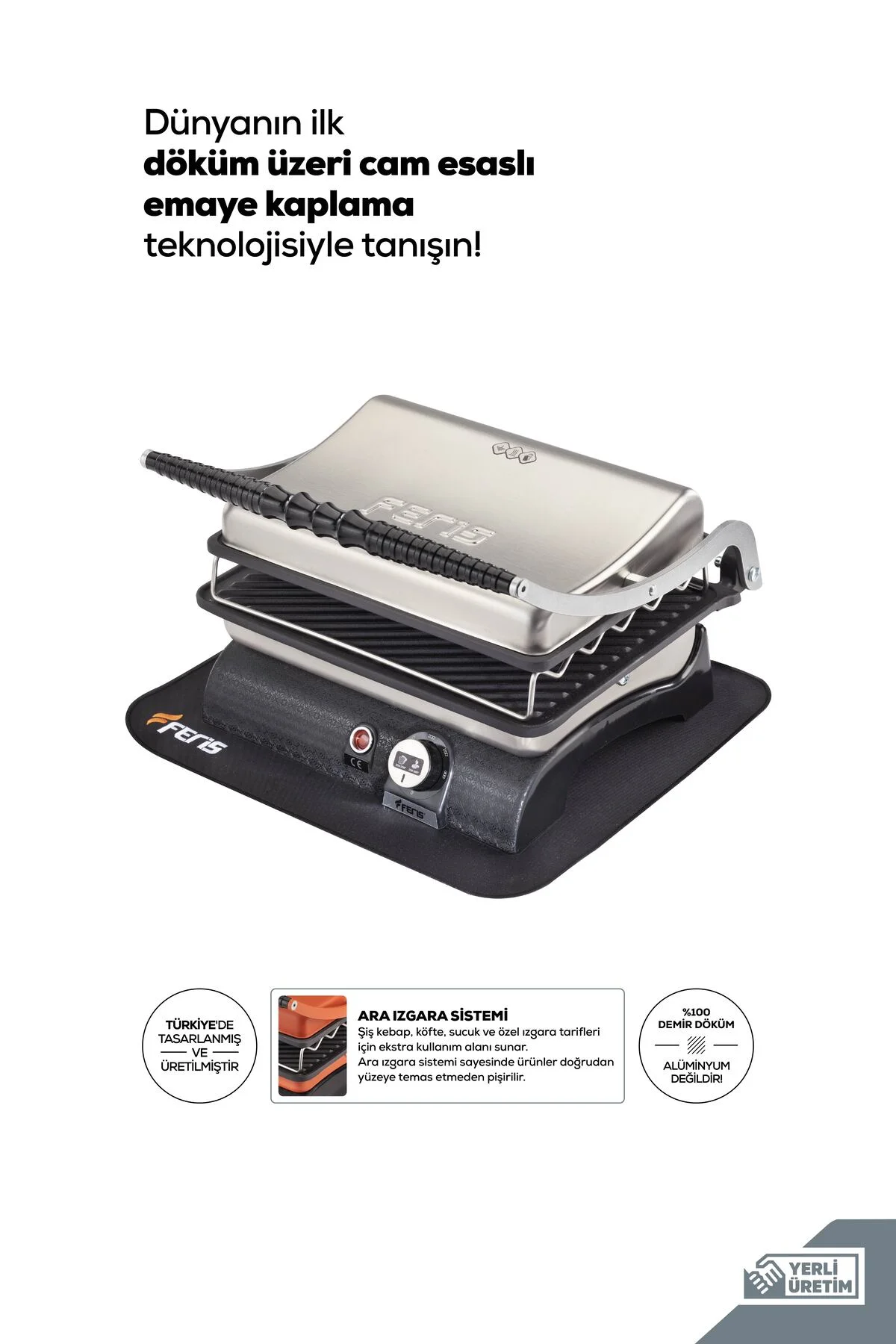 Premium Döküm Tost Makinesi Emaye Kaplamalı Inox