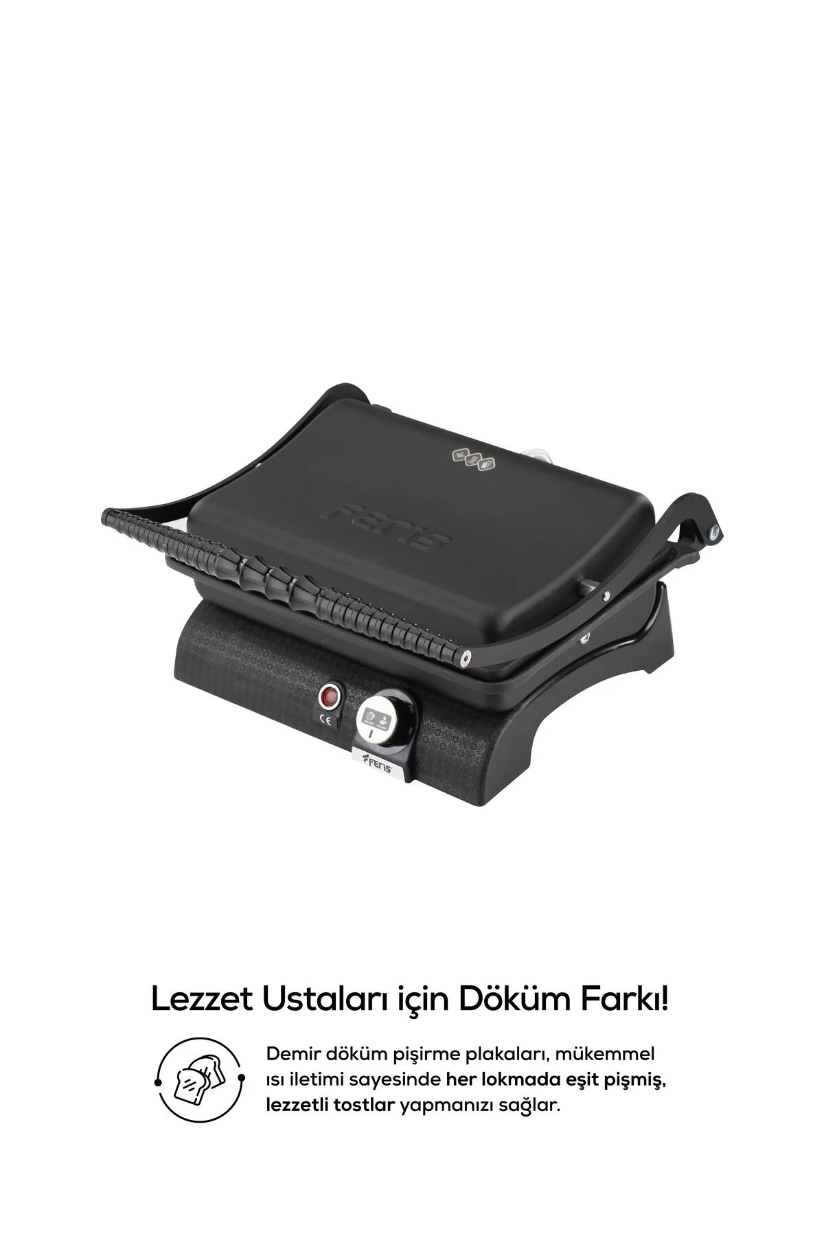 Premium Döküm Tost Makinesi Emaye Kaplamalı Siyah - FERİS Görsel 6
